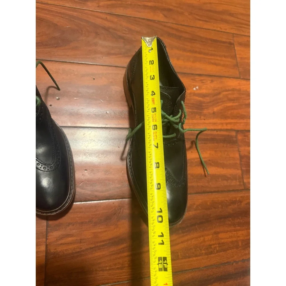 Cole Haan Mens Black Leather Wingtip Oxford Dress Shoes Green Laces  9.5 M
